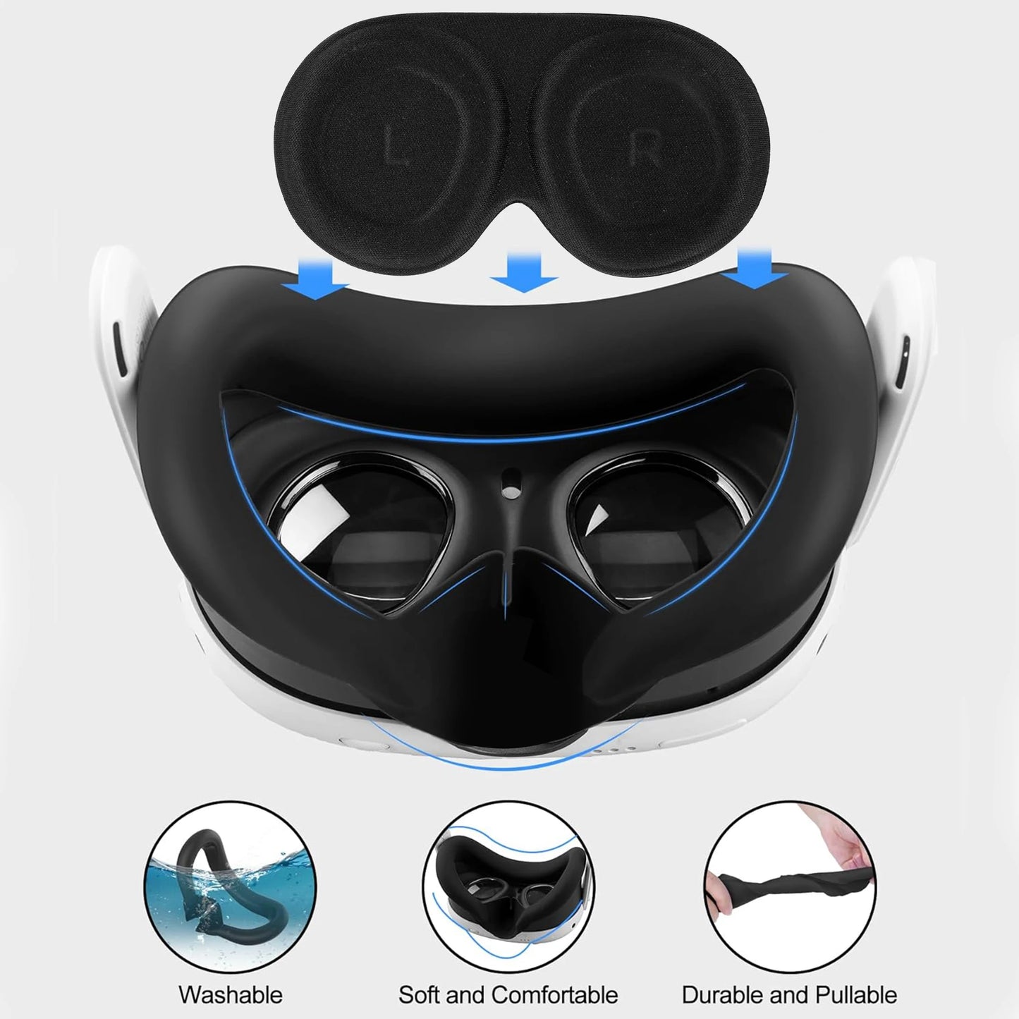 Etui de protection en silicone 10 en 1 pour casque de réalité virtuelle Meta Quest 3