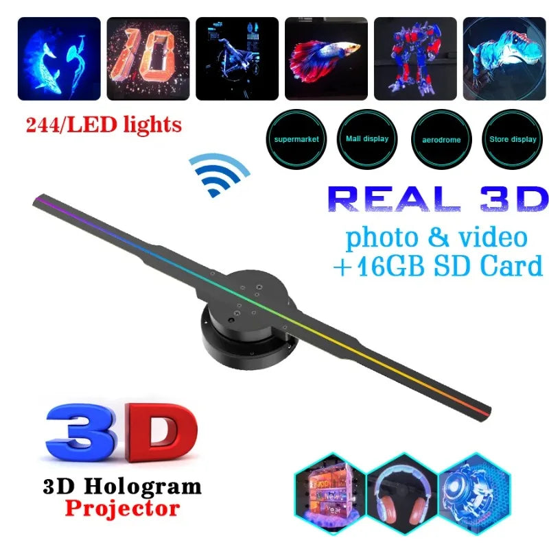 Projecteur holographique 3D (type ventilateur ) 42 CM wifi avec télécommande