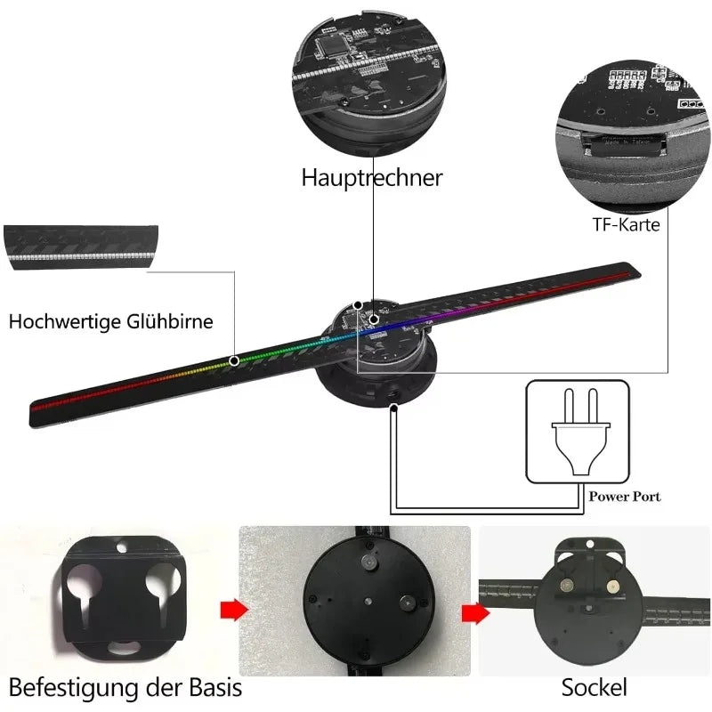 Projecteur holographique 3D (type ventilateur ) 42 CM wifi avec télécommande