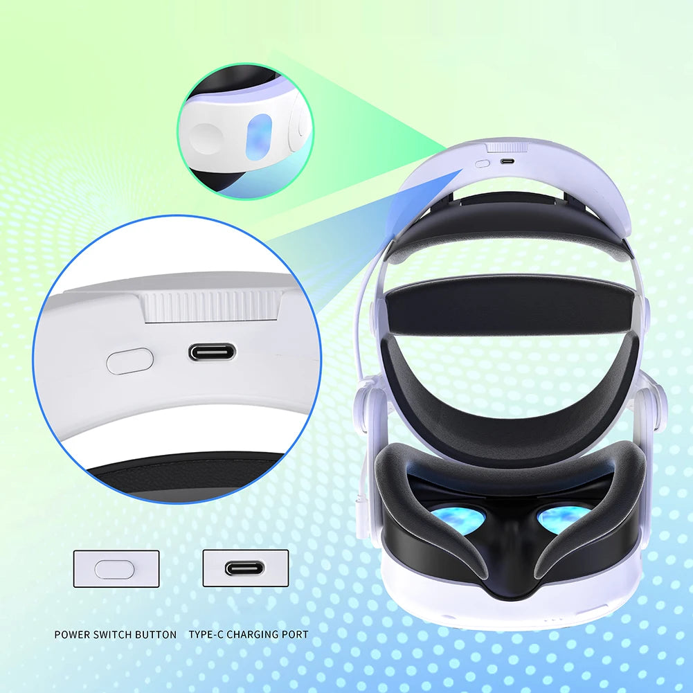 Sangle de tête avec batterie intégrée 10000mAh pour casque VR Meta Quest 3