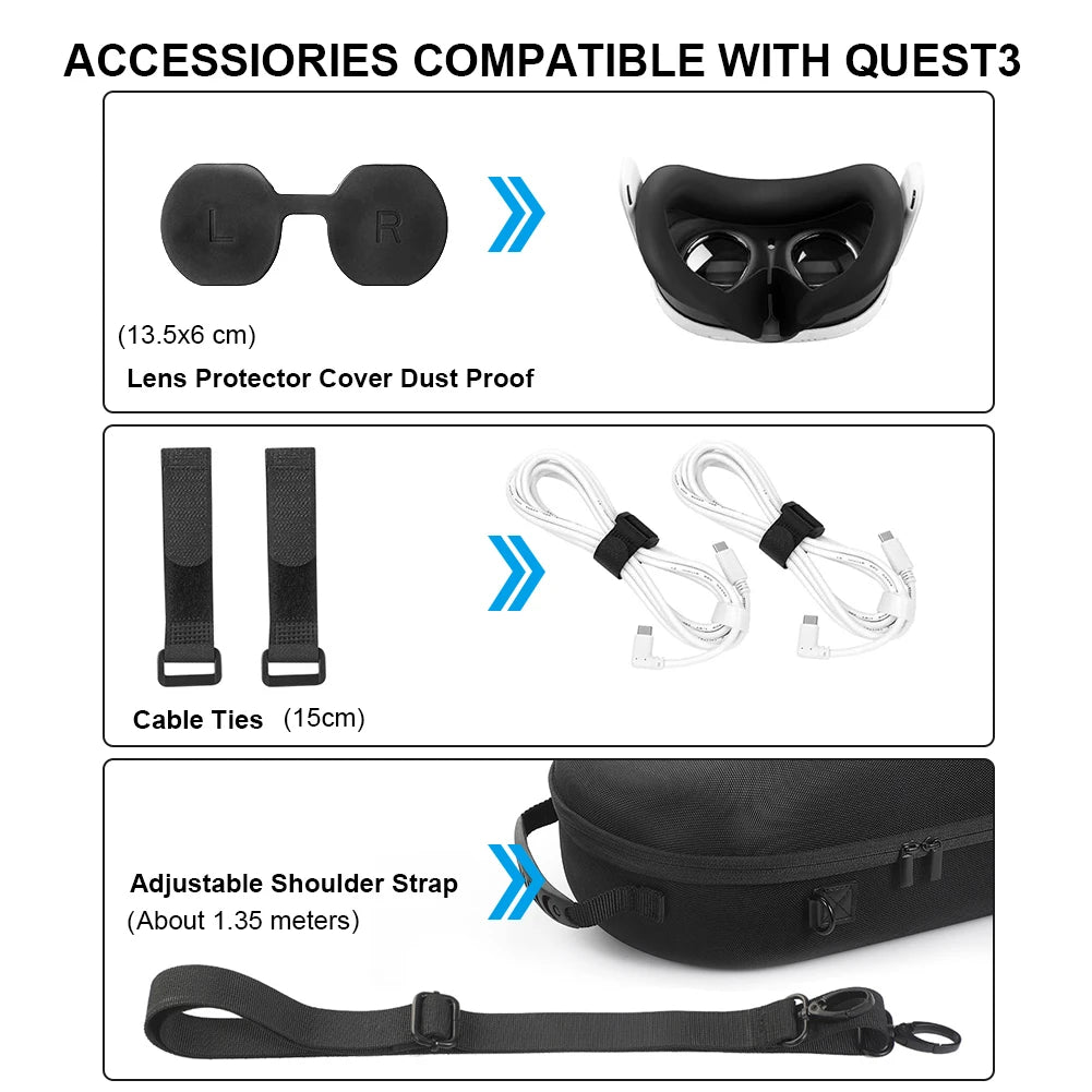 Etui de rangement et de transport antichoc EVA pour casque VR , avec bandoulière .