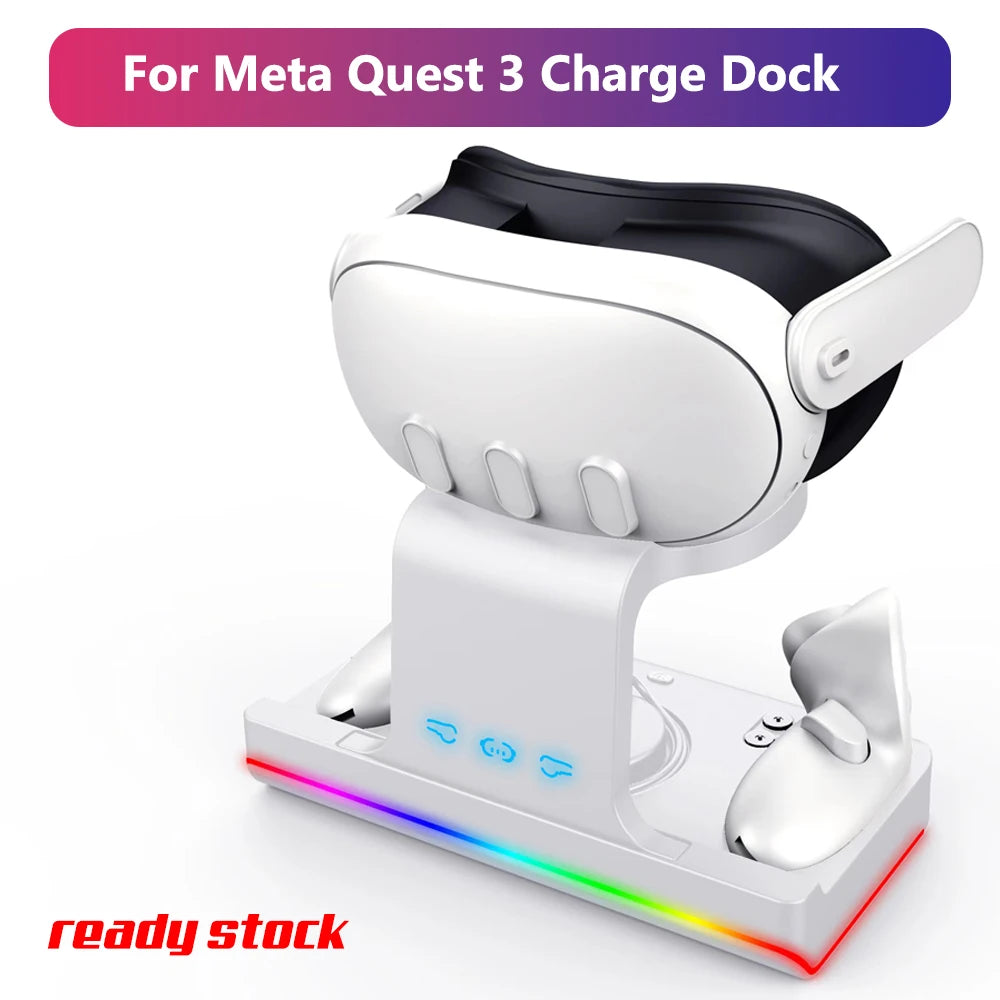 Dock de recharge pour casque VR Meta Quest 3, avec emplacements de recharge pour accessoires