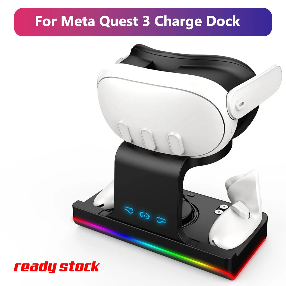 Dock de recharge pour casque VR Meta Quest 3, avec emplacements de recharge pour accessoires