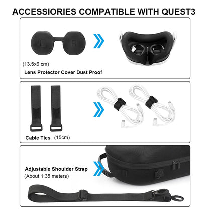 Sac de rangement et de trtansport rigide pour casque VR Meta Quest 3