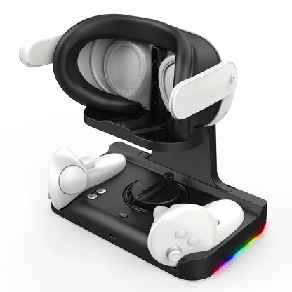 Dock de recharge pour  casque VR Meta Quest 3, avec emplacements de recharge pour accessoires